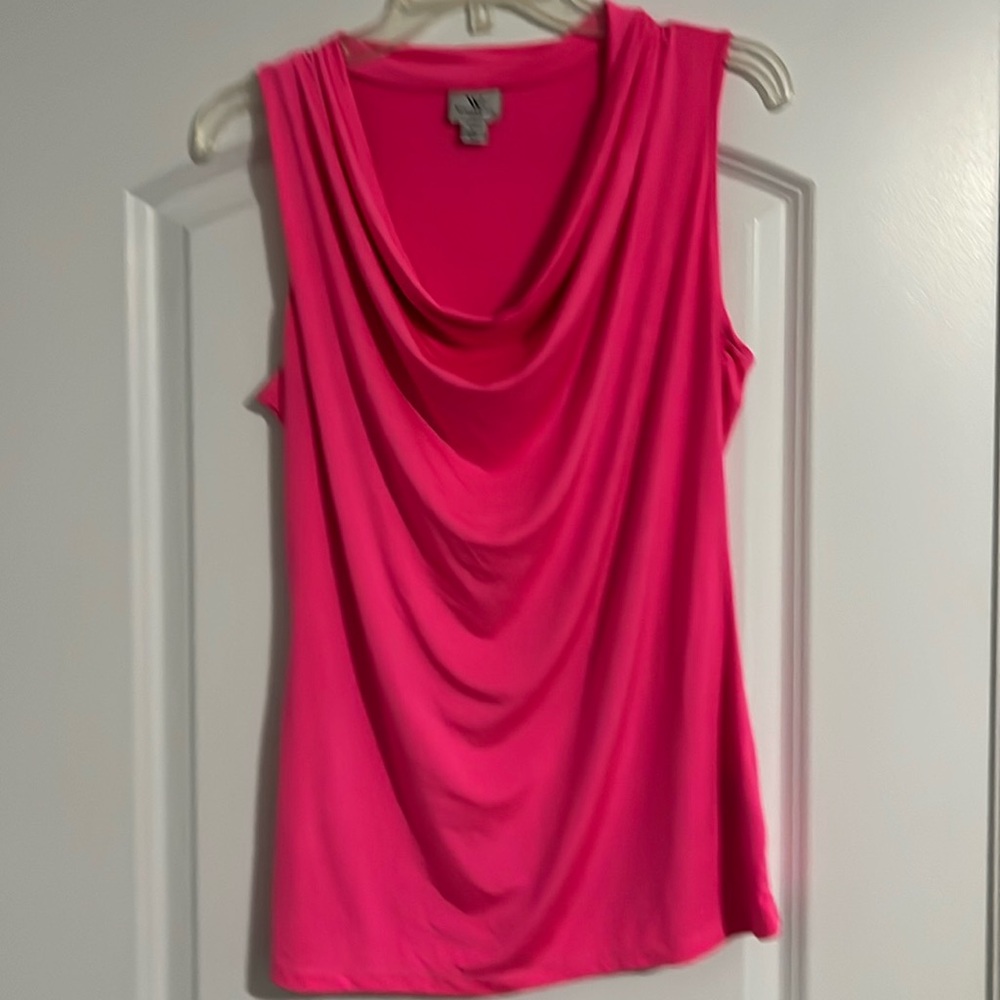 Worthington hot pink tank top with drop neckline. Size Large.